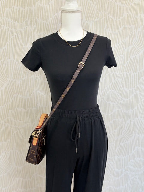 Black Relaxed Fit Top and Wide-Leg Pants Set