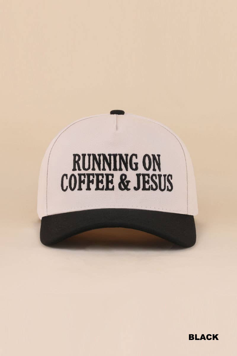 Coffee & Jesus Two Tone Cotton Hat: BLACK
