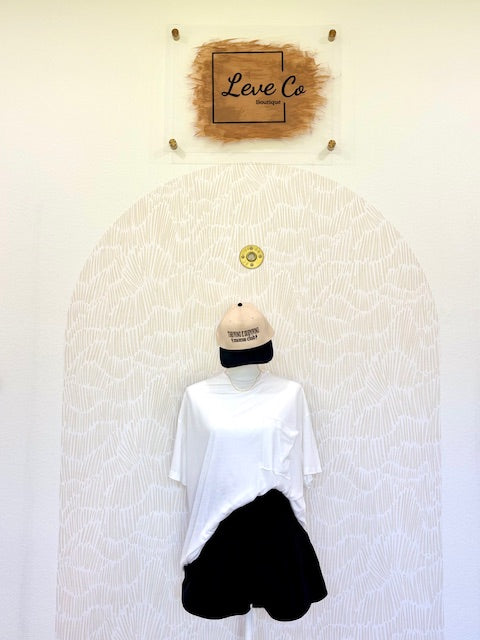 White Oversized Front pocket raw edge tee