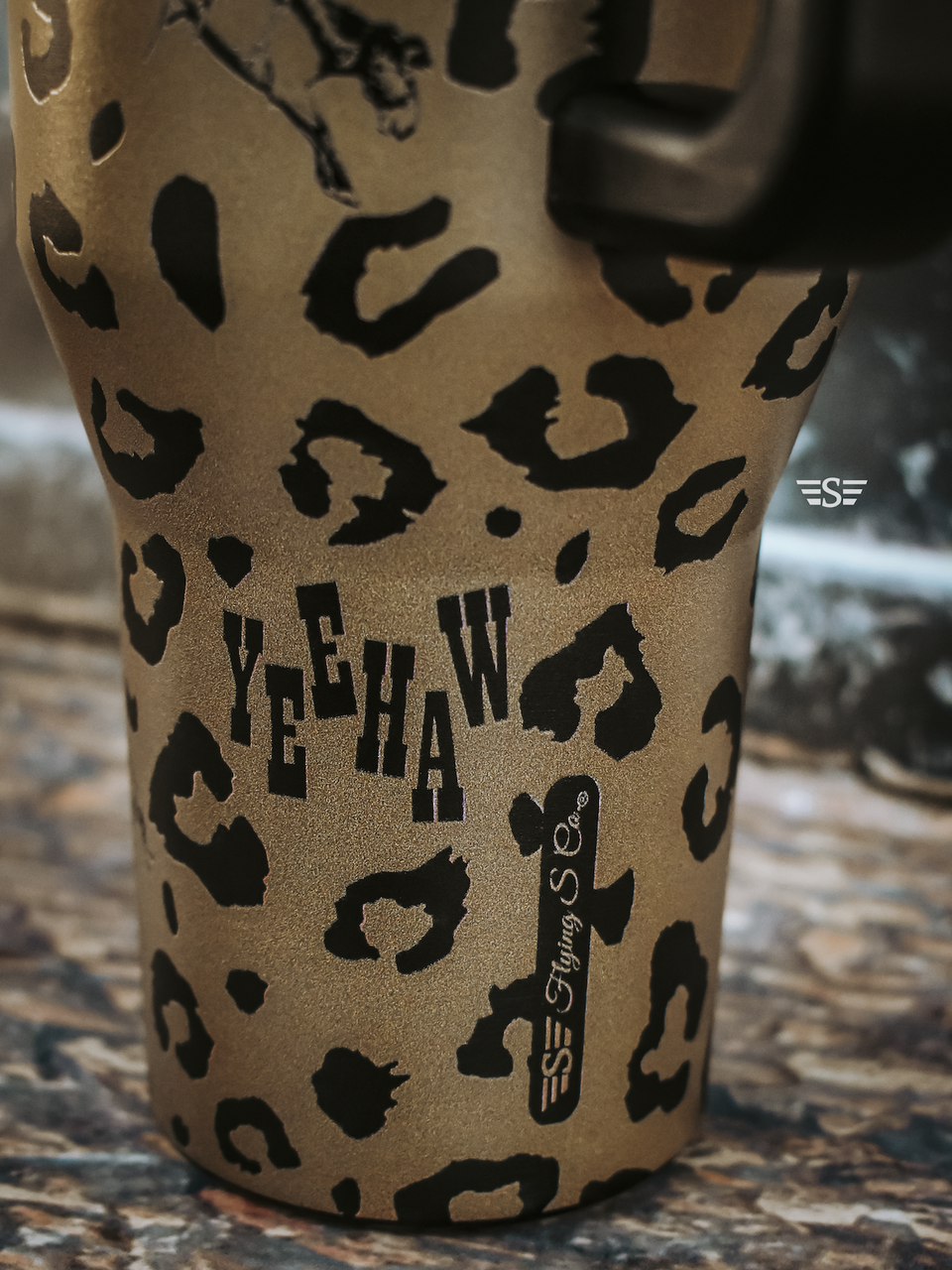 Leopard Spotted and Spurred 40oz Flip Top Tumbler