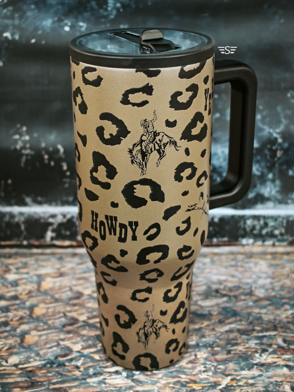 Leopard Spotted and Spurred 40oz Flip Top Tumbler