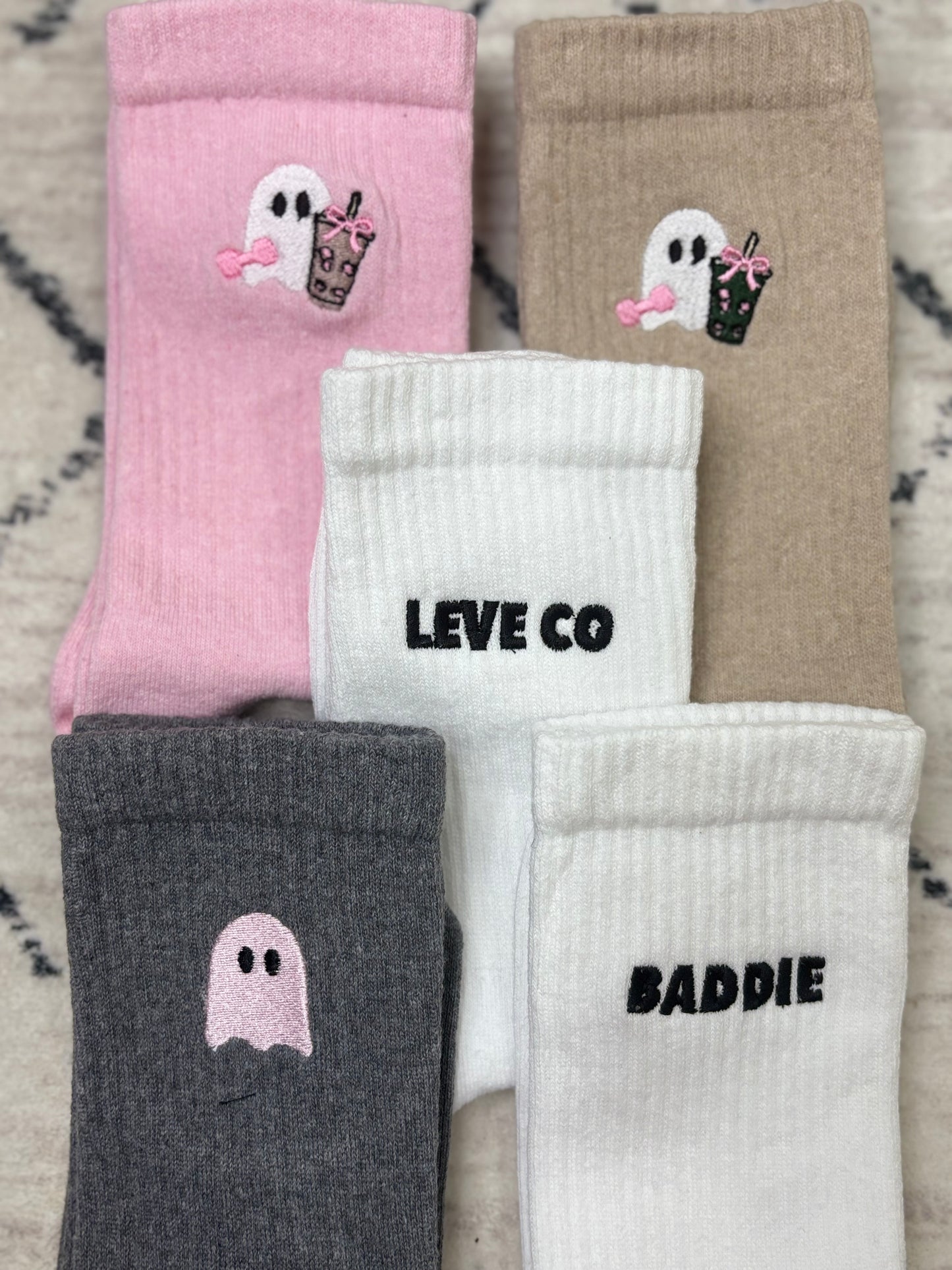 LEVECO Crew Socks - White